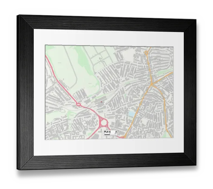 Framed Print : Plymouth PL4 6 Map