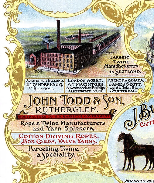 Advert, John Todd & Son, Rope Manufacturers, Rutherglen