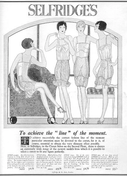 Advert for Selfridges for corsets, London, 1926