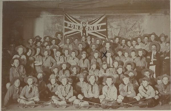 Boy scouts of Ponsonby Troop, New Zealand, in hut