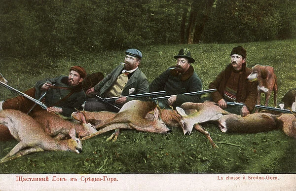 Bulgarian hunting party and their bag