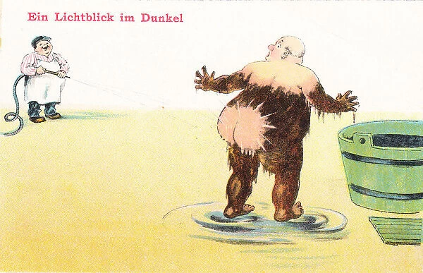 Comic German postcard -- mud bath at a health spa
