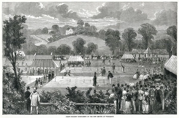 Croquet tournament at Wimbledon, London 1870