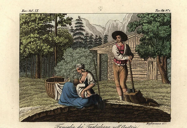 Family of woodcutters in Austria, 1822