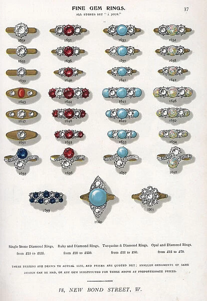 Fine gem rings in ruby, diamond, turquoise and opal