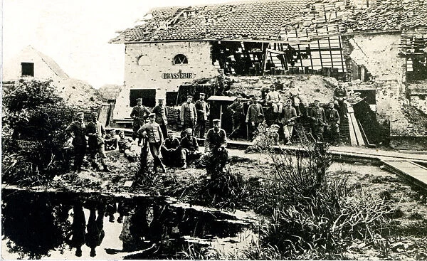 German soldiers billeted behind lines of Verdun, WW1