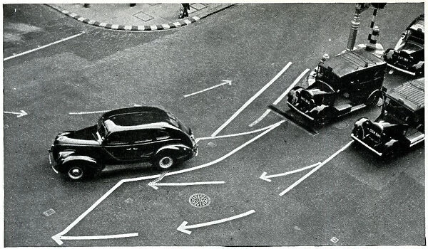 Machine painting road lines, September 1939