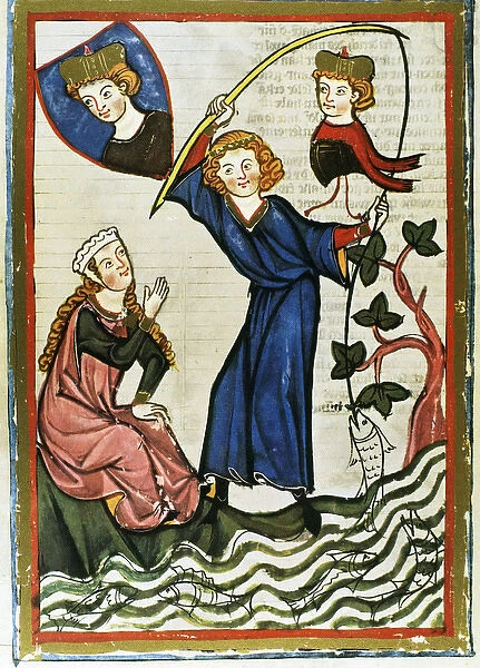 Pteffel, poet of the 13th century, fishing for his beloved