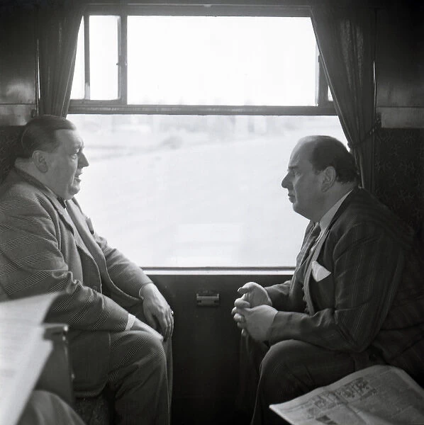 Robert Morley and Michael North on a train