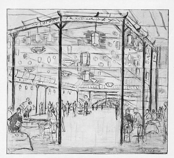 Sketch of the interior of the Hammersmith Palais de Dance, 1