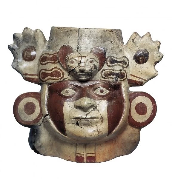 Warrior head shaped vessel. Moche or Mochica