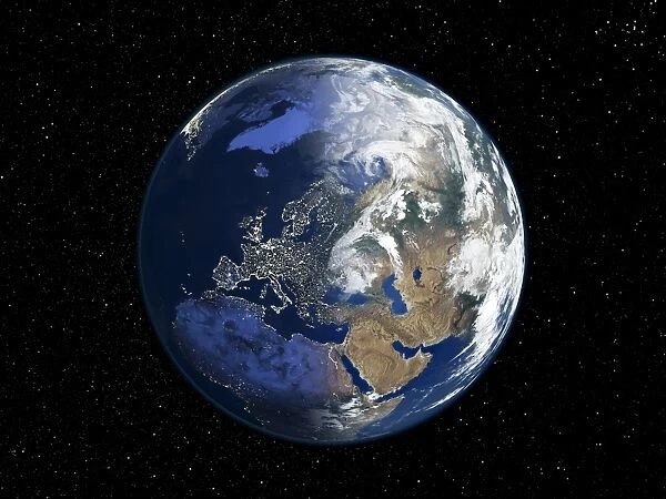 Europe, night-day satellite image