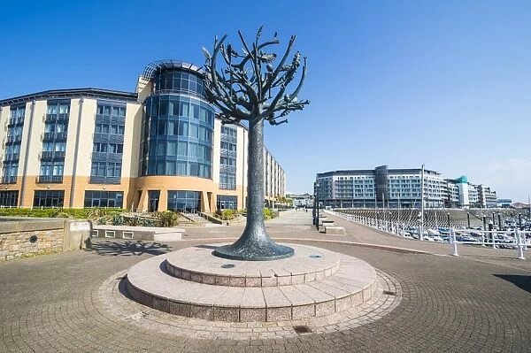 Modern sculpture in the harbour of St. Helier, Jersey, Channel Islands, United Kingdom