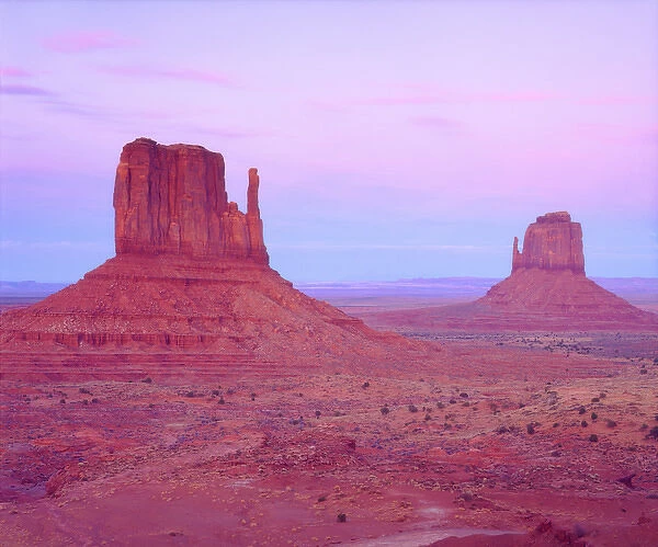 USA; Arizona; Arizona; The Mittens Sandstone formations in Monument Valley