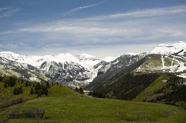 View of valley driving into Telluride, Colorado