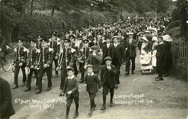 Church parade, Wadhurst Camp, Royal Sussex Regiment, 1912