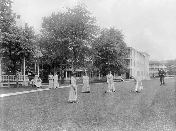 CARLISLE SCHOOL, c1901. Female students playing croquet at the Carlisle Indian School in Carlisle