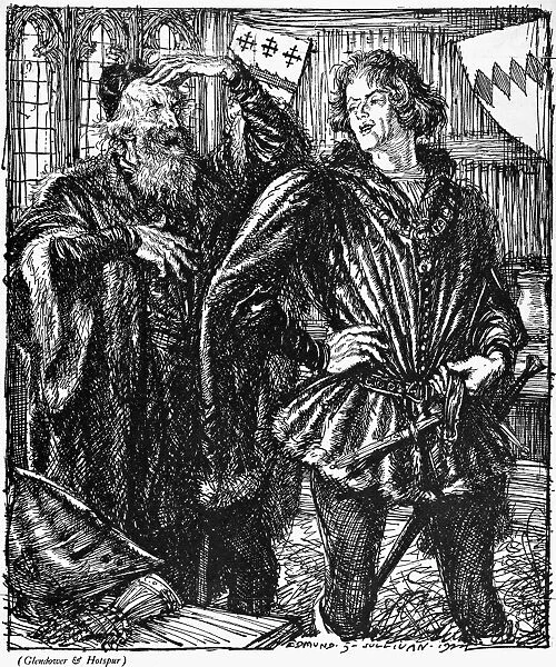 SHAKESPEARE: HENRY IV. Glendower and Hotspur in a scene from William Shakespeares Henry IV