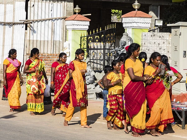 Pilgrims at Mamallapuram in Tamil Nadu, India