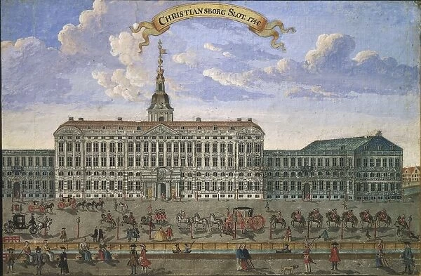 Christiansborg Palace in Copenhagen in 1740, 18th Century, watercolor painting