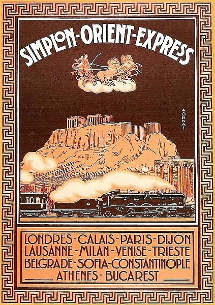 France  /  Greece: Vintage Orient Express poster featuring the Acropolis in Athens, Joseph de la Neziere, 1926