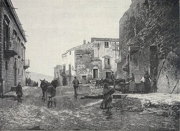 Italy, Trapani, Glimpse of Gibellina during Fasci Siciliani (Italian political organization) period, engraving, 1894