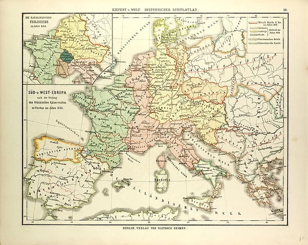 MAP OF SOUTH AND WEST EUROPE AFTER 843 A. D
