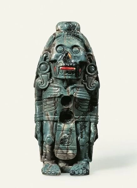 Front view of statue of Xolotl