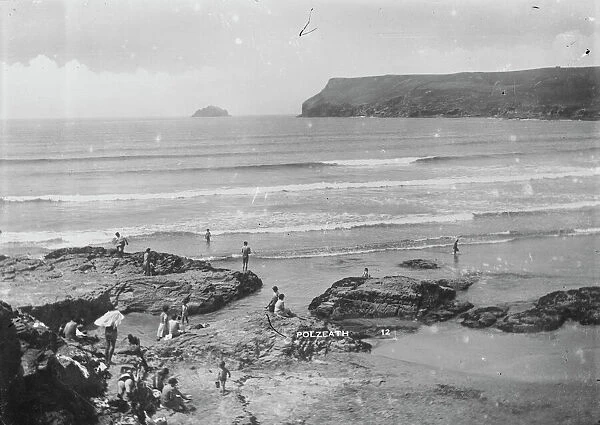 Pentire Point from Polzeath beach, St Minver, Cornwall. Around 1930s