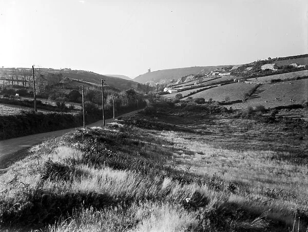 View down valley towards Porthtowan, Cornwall. 1900s
