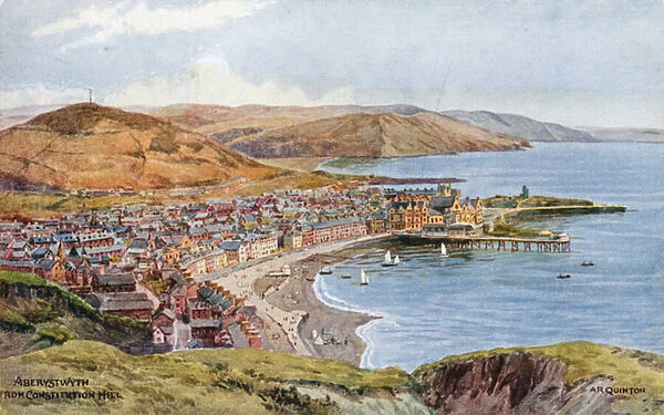 Aberystwyth from Constitution Hill (colour litho)