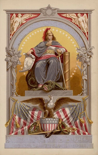 Allegorical figure representing the United States of America (colour litho)