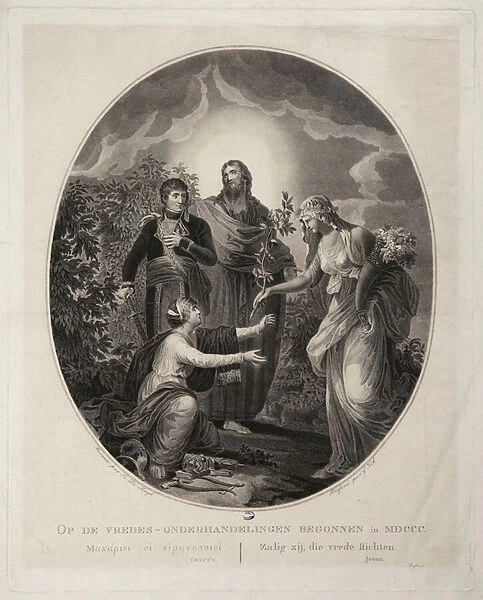 Allegory, Bonaparte bringing peace to the Netherlands in 1800 (litho)