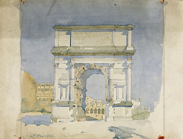 Arch of Titus, Rome, 1891 (pencil & w  /  c on paper)