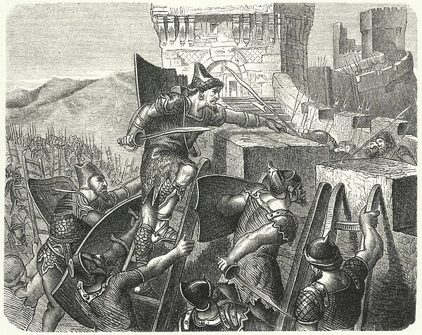 The Babylonians storming the walls of Jerusalem (engraving)