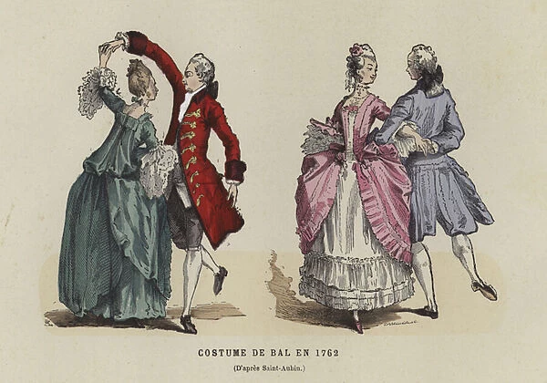 Ball costume, 1762 (coloured engraving)