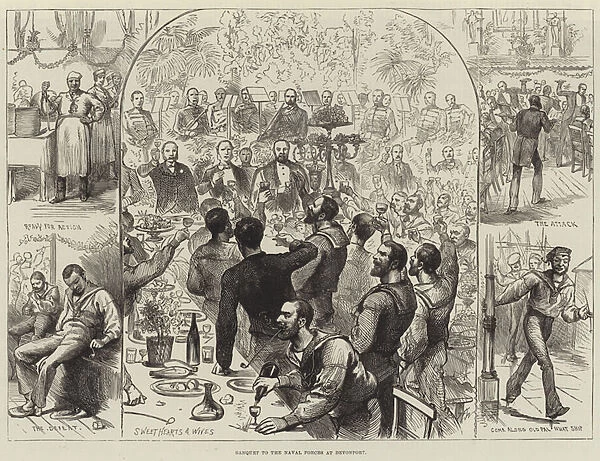 Banquet to the Naval Forces at Devonport (engraving)