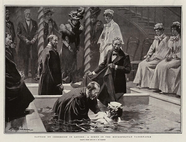 Baptism by Immersion in London, a Scene in the Metropolitan Tabernacle (litho)