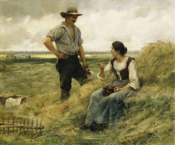 A Break from the Harvest, (oil on canvas)
