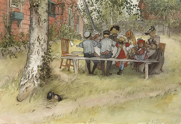 Breakfast under the Big Birch, from A Home series, c. 1895 (w  /  c on paper)