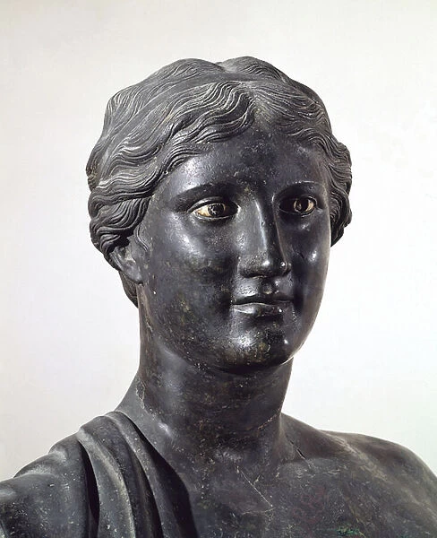 Bust of Sappho, bronze statue, from Villa of Papyri, Herculaneum, Campania, Italy