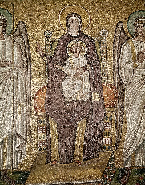 The Byzantine virgin (Detail of mosaics, 6th century)