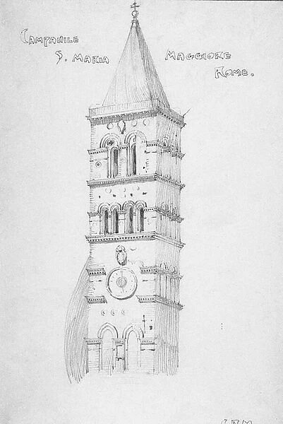 Campanile, S. Maria Maggiore, Rome, 1891 (pencil on paper)