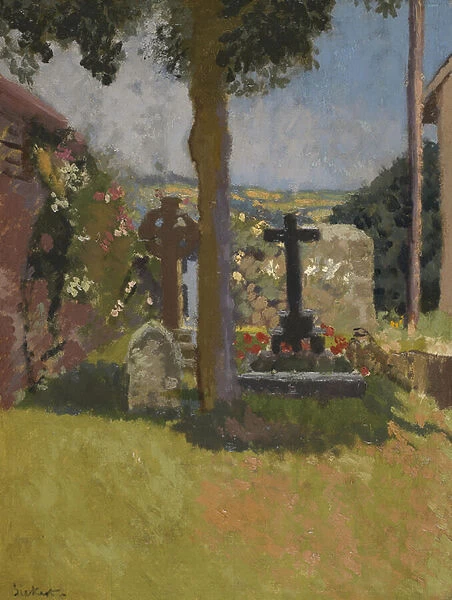 Chagford churchyard, Devon, 1915 (oil on canvas)