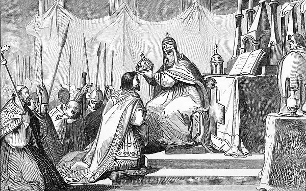 Charlemagne (742-814) Crowned by Pope Leo III (c