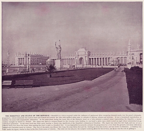 Chicago Worlds Fair, 1893: The Peristyle and Statue of the Republic (b  /  w photo)