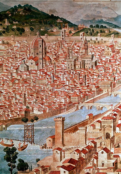 The city of Florence, detaill of Pianta della Catena, 1490. (painting)