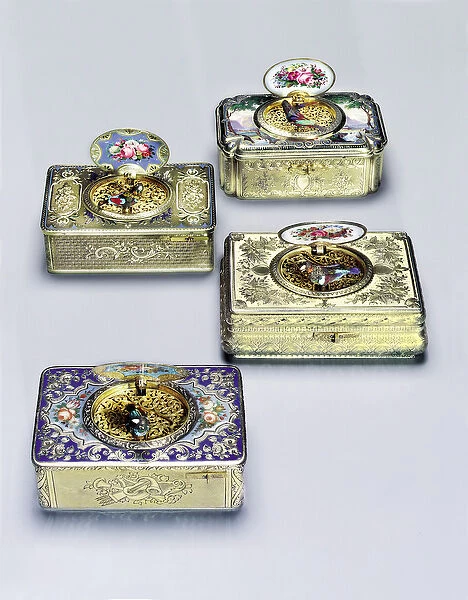 Collection of singing-bird boxes (enamel & silver-gilt)