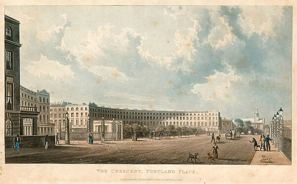 The Crescent, Portland Place, London (coloured engraving)