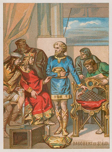 Dagobert being advised by Eligius (chromolitho)